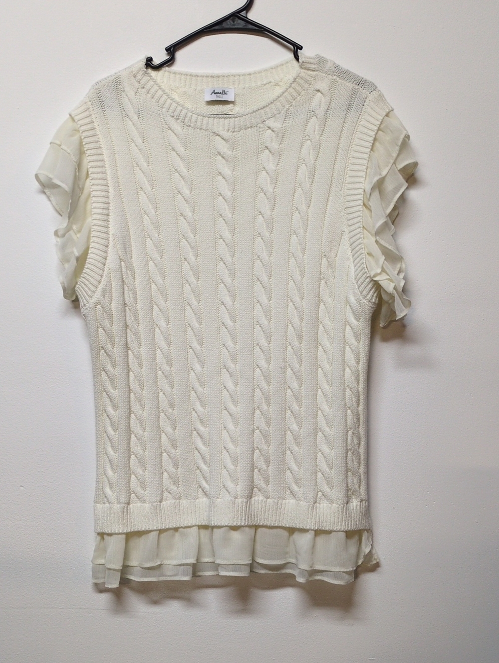 Amalli Talli Cream Cable Knit Pullover Sweater Vest Size XL Tall